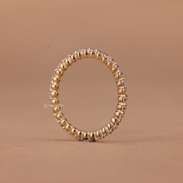 Round Cut Moissanite Diamond Floating Bubble Eternity Wedding Band