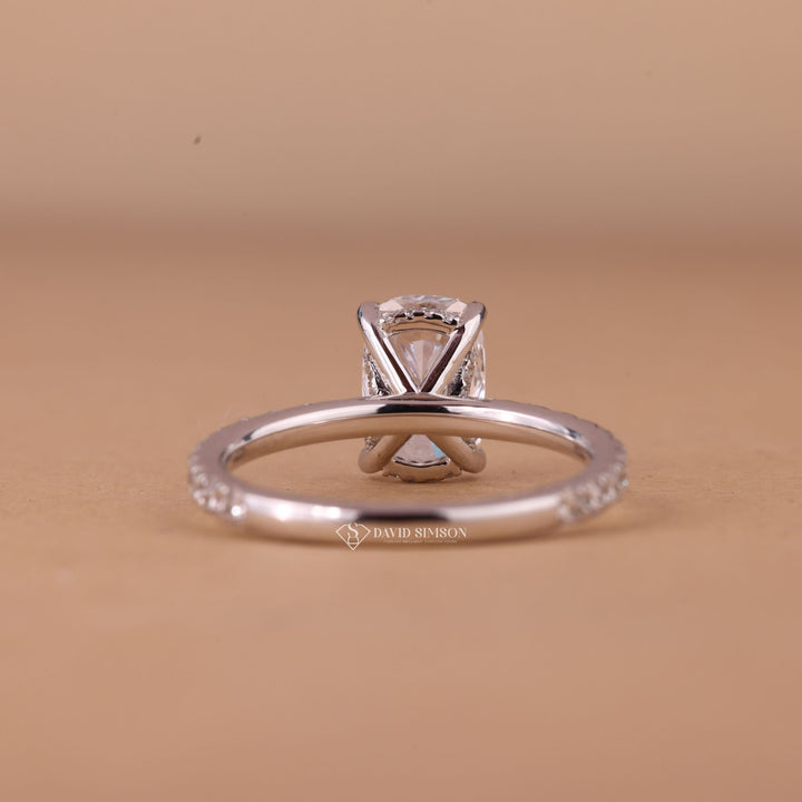 1.50CT-2.50CT Cushion Cut Hidden Halo Moissanite Diamond Engagement Ring
