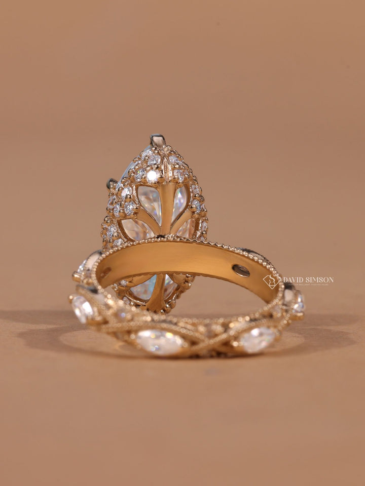 2.0CT-3.0CT Marquise Cut Diamond Vintage Moissanite Milgrain Engagement Ring