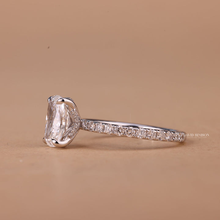 1.50CT-2.50CT Cushion Cut Hidden Halo Moissanite Diamond Engagement Ring