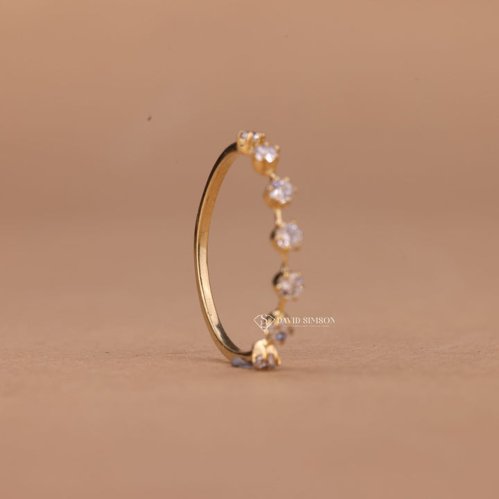 Round Cut Moissanite Diamond Petite Wedding Band