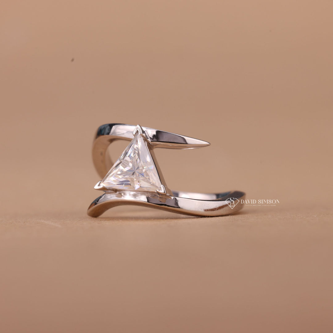1.0CT-2.0CT Trillion Cut Moissanite Diamond Bypass Engagement Ring
