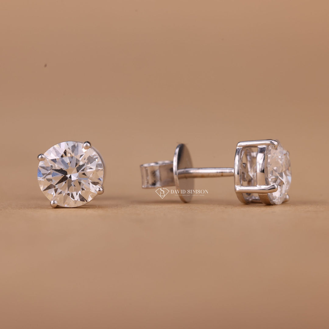 Round Cut Moissanite Diamond Stud for Her