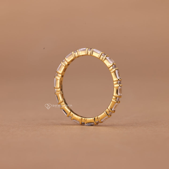 Round &amp; Baguette Cut Moissanite Full Eternity Diamond Wedding Band