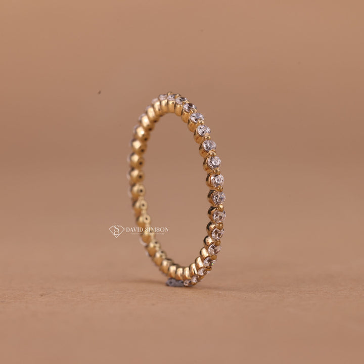 Round Cut Moissanite Diamond Floating Bubble Eternity Wedding Band