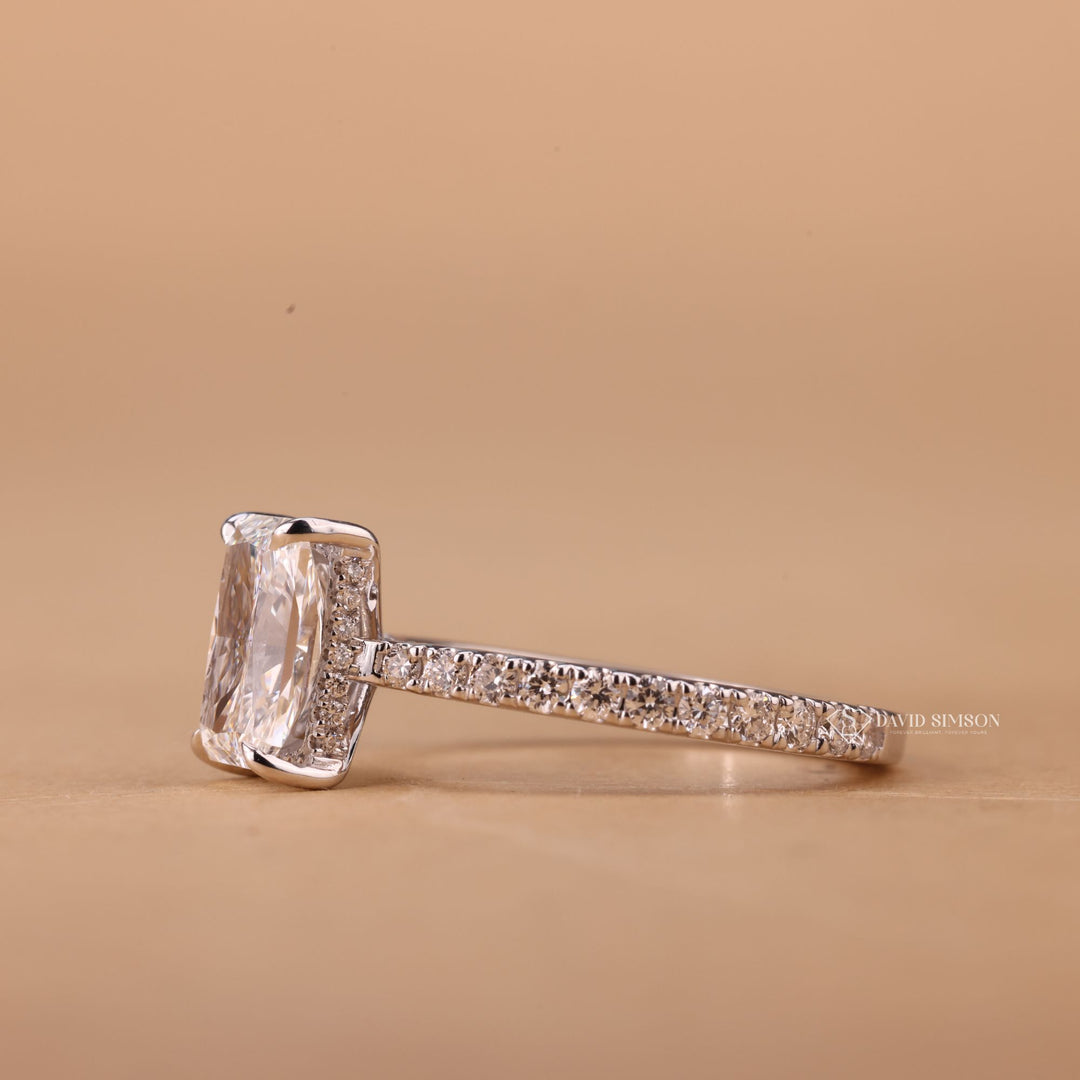 3.50CT-4.50CT Radiant Cut Moissanite Hidden Halo Diamond Engagement Ring