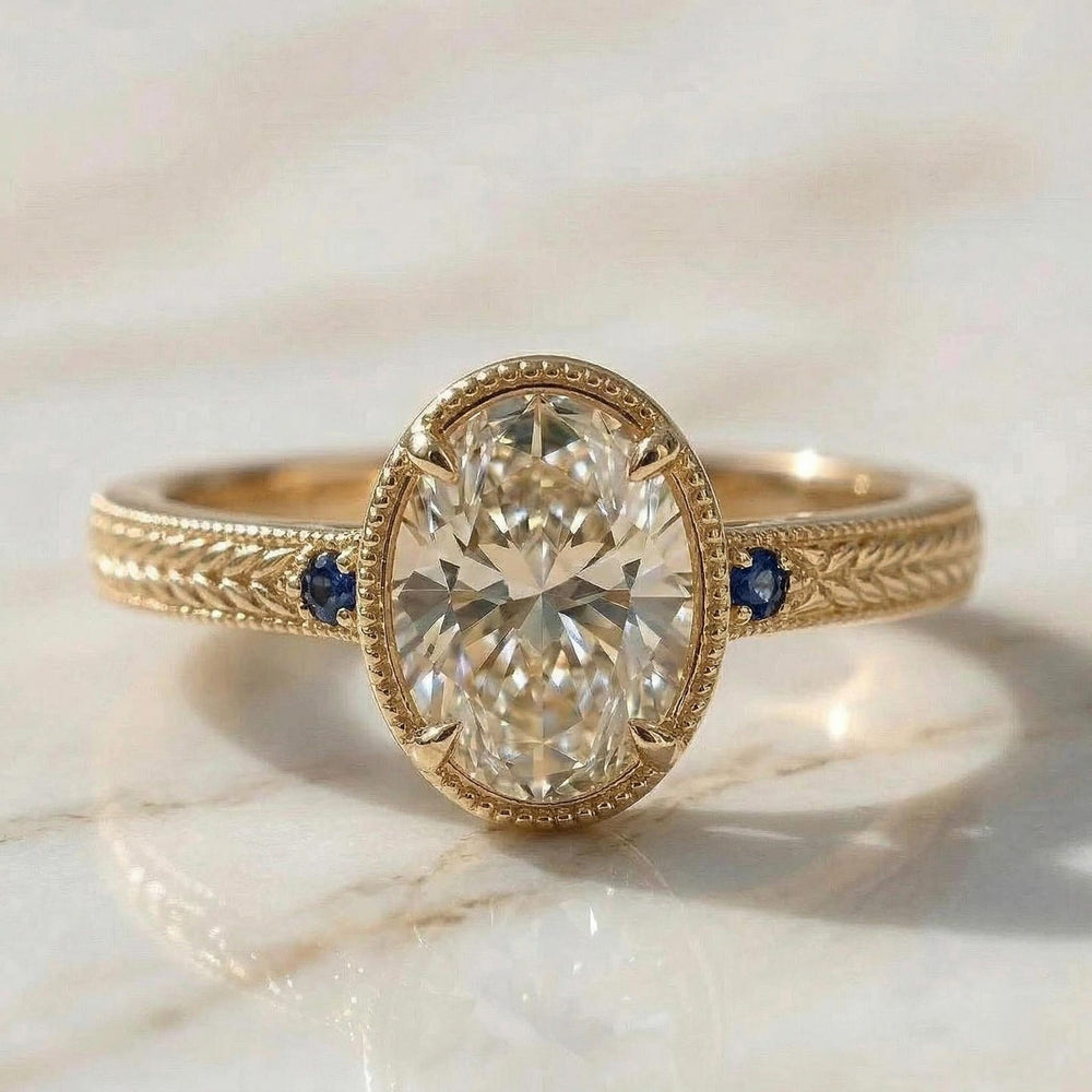 Milgrain Border RingArt Deco Moissanite
Oval Diamond Alternative
Handcrafted Vintage Ring
Sustainable Luxury Jewelry
Engraved Engagement Ring
Large Oval Moissanite
