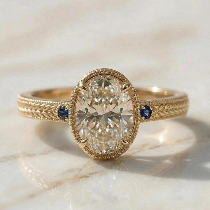 Milgrain Border RingArt Deco Moissanite
Oval Diamond Alternative
Handcrafted Vintage Ring
Sustainable Luxury Jewelry
Engraved Engagement Ring
Large Oval Moissanite
