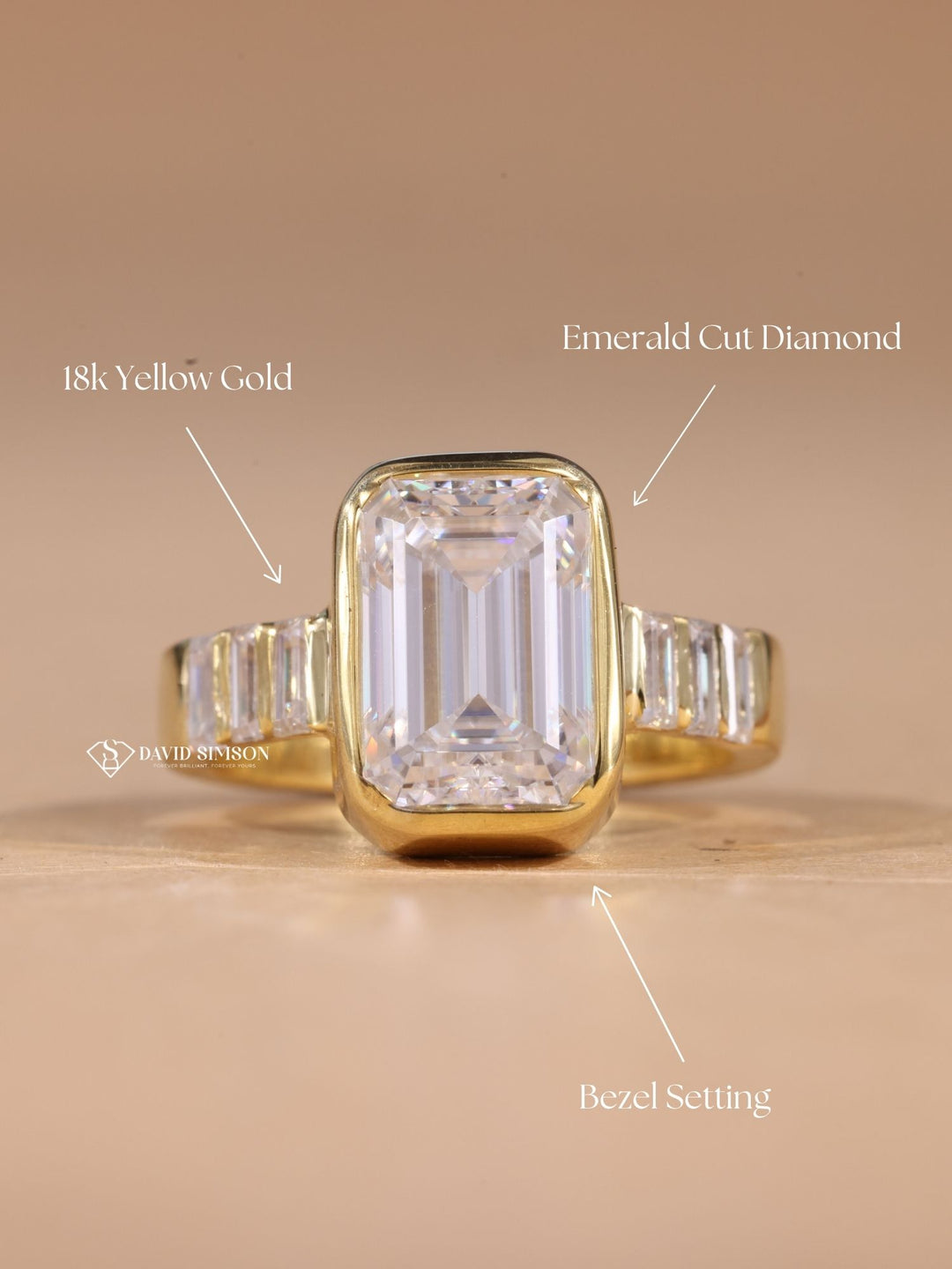 Yellow gold pave ring
Rose gold emerald cut
Step cut moissanite
Art deco engagement ring
Minimalist bezel ring
