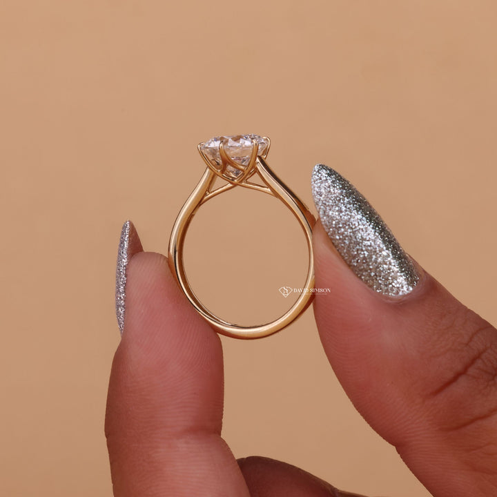 Round Diamond Alternative
Cathedral Setting Ring
14K Gold Cathedral Ring
Ethical Engagement Ring