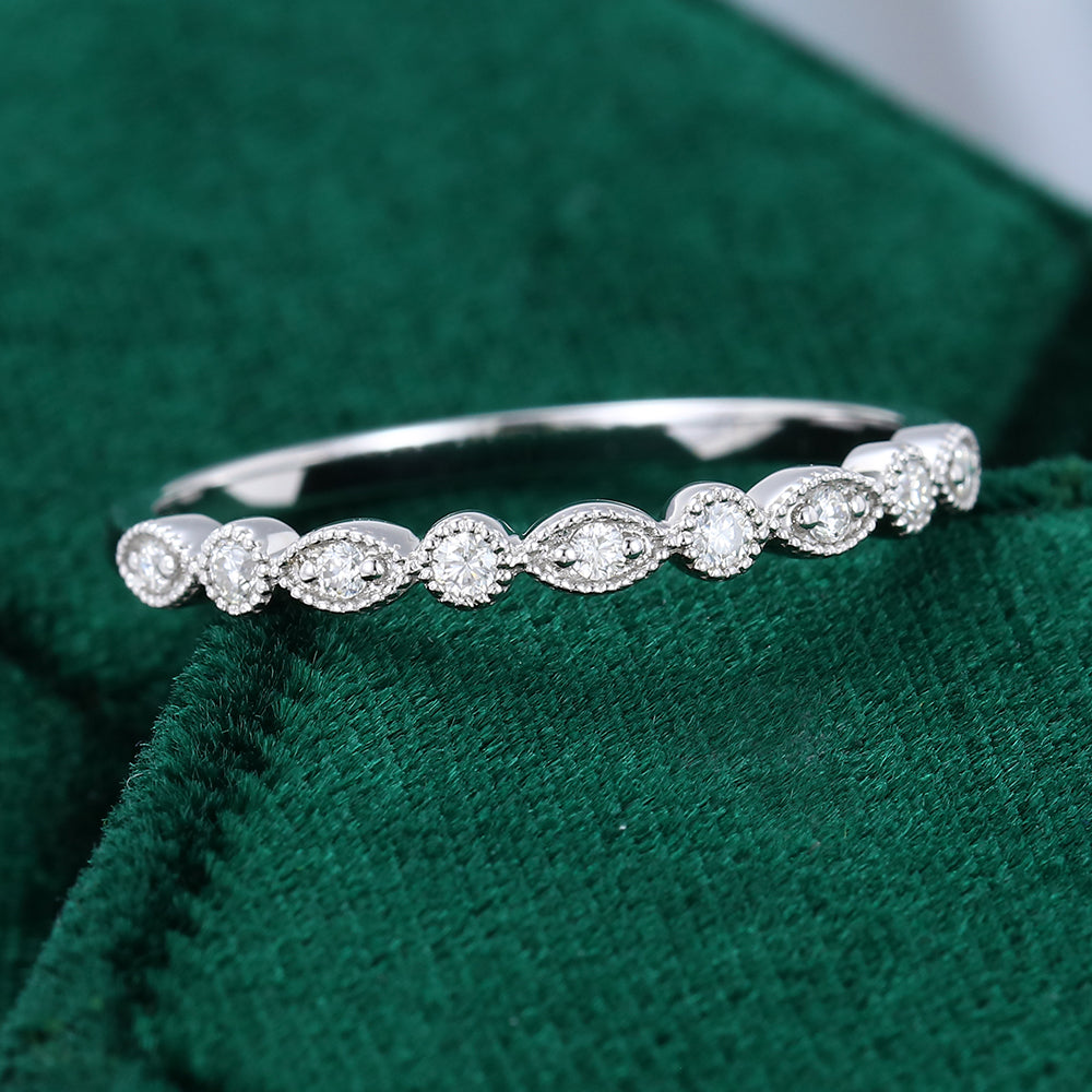 round-moissanite-milgrain-wedding-band