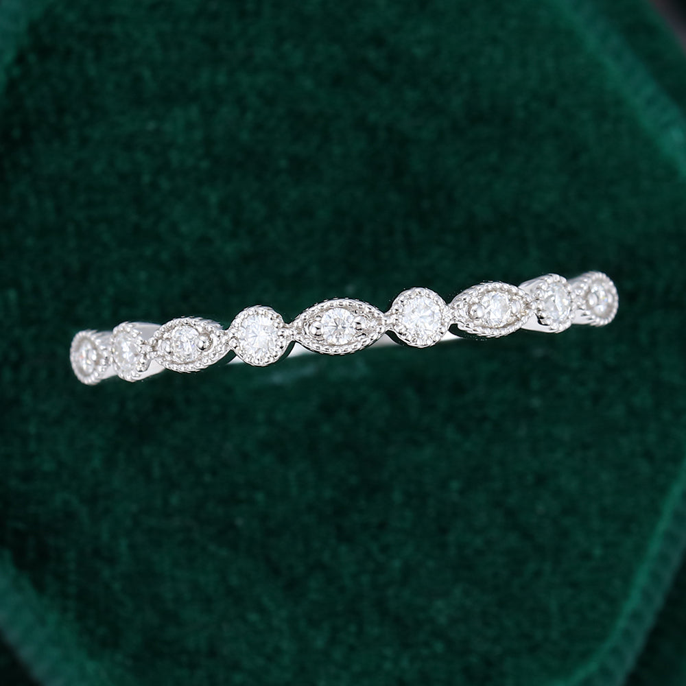 round-moissanite-milgrain-wedding-band