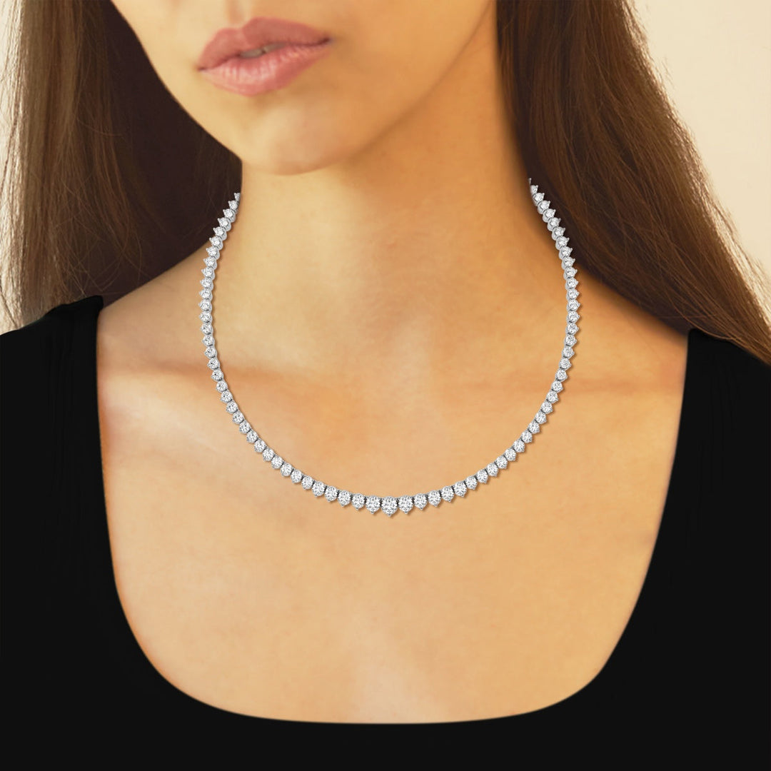 Round Cut Moissanite Diamond Tennis Necklaces for Women