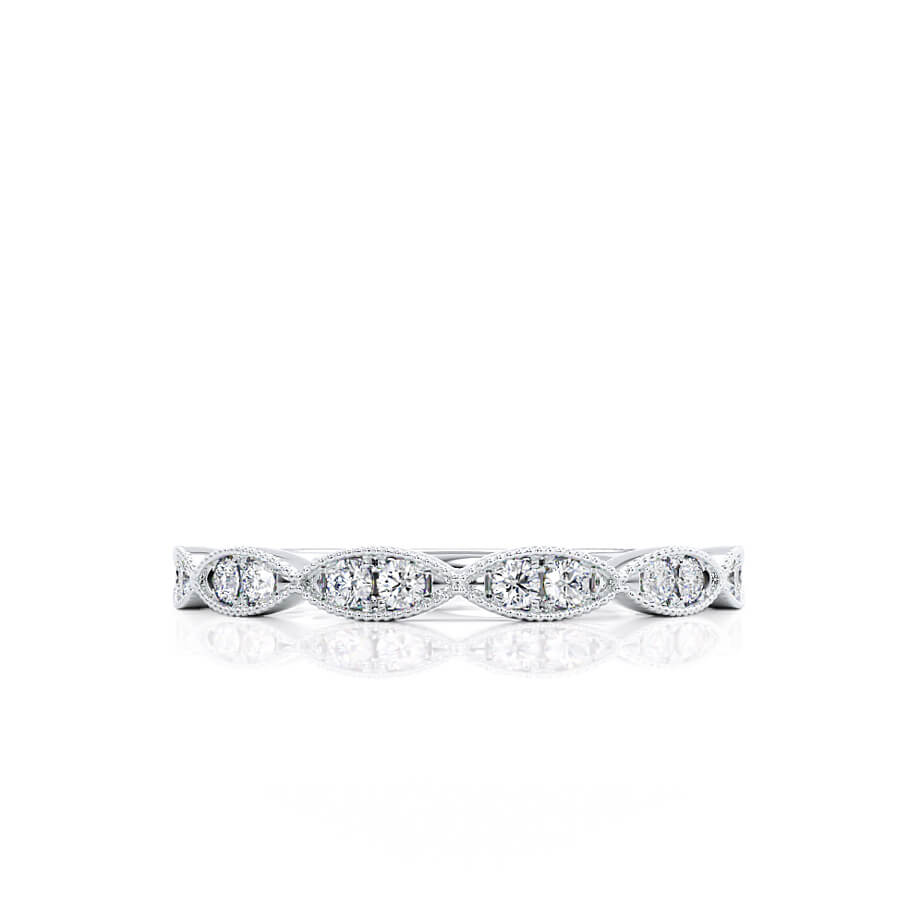 round-shaped-moissanite-milgrain-style-wedding-band