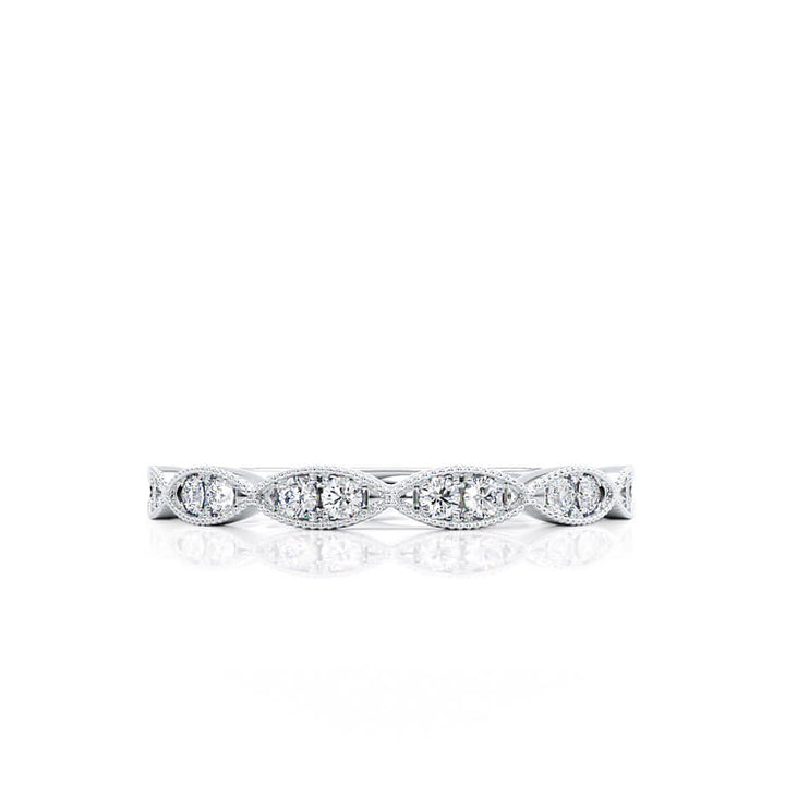 round-shaped-moissanite-milgrain-style-wedding-band