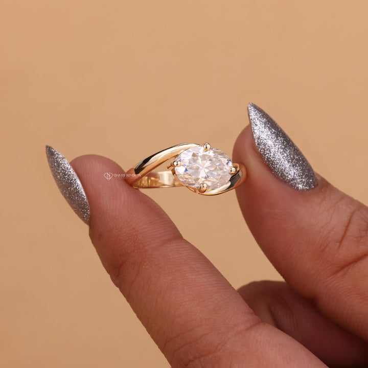 Oval Cut Moissanite, Bypass Engagement Ring, 2 Carat Moissanite, 3 Carat Moissanite, Oval Moissanite Ring, 