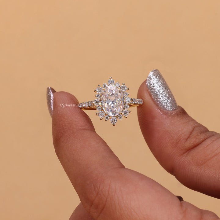 Oval Cut Moissanite
Floral Halo Ring
1.50 Carat Moissanite
2.50 Carat Moissanite
Nature Inspired Ring
