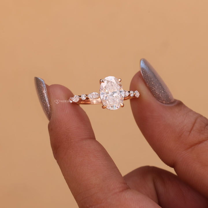 Oval Cut Moissanite, Oval Engagement Ring, 2 Carat Moissanite, 3 Carat Moissanite, Pave Engagement Ring