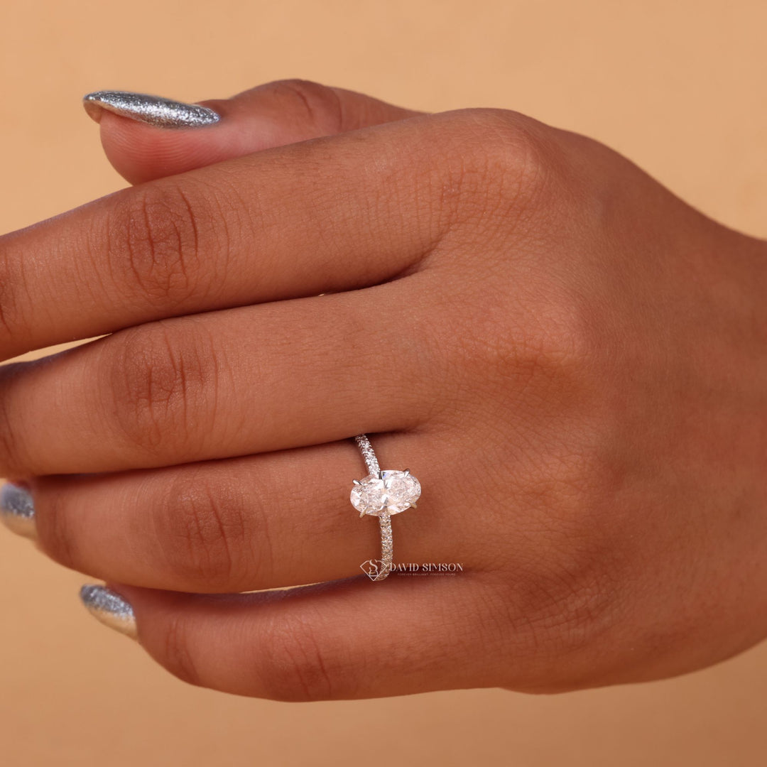 Oval Cut Solitaire, Lab Grown Moissanite, Women&