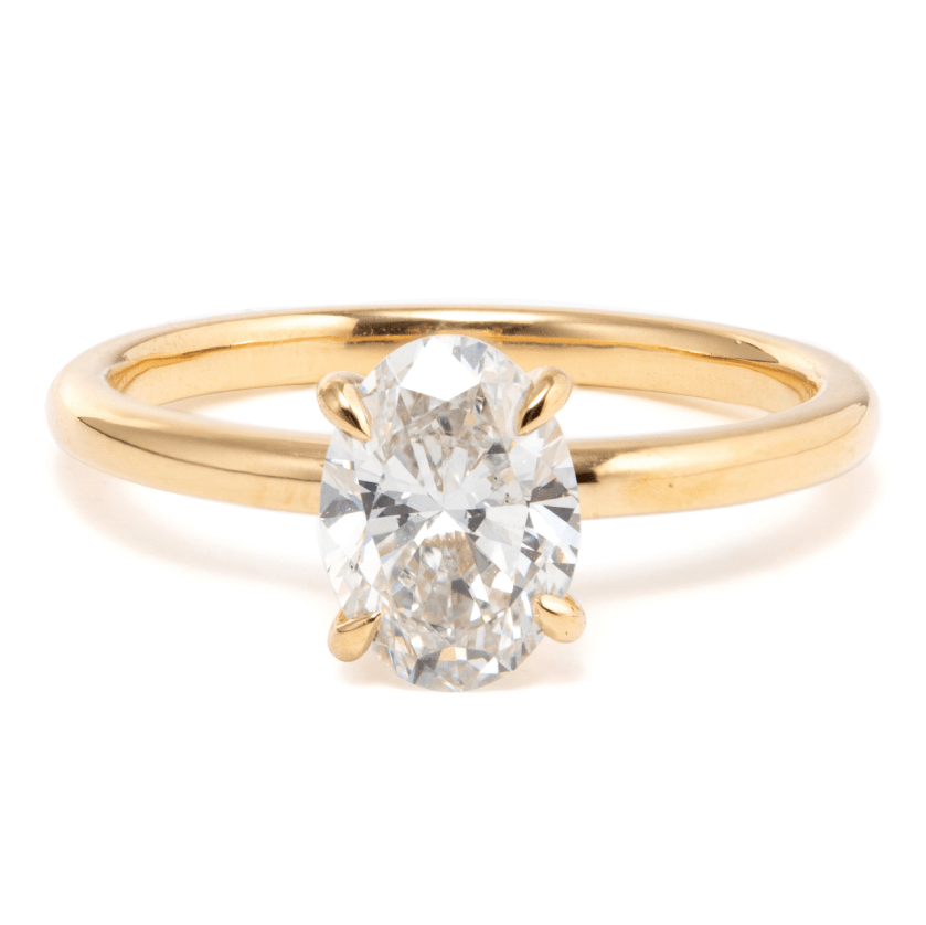 GIA Certified Oval Diamond RingHidden Halo Oval Solitaire Ring14k Gold Oval Diamond Engagement Ring