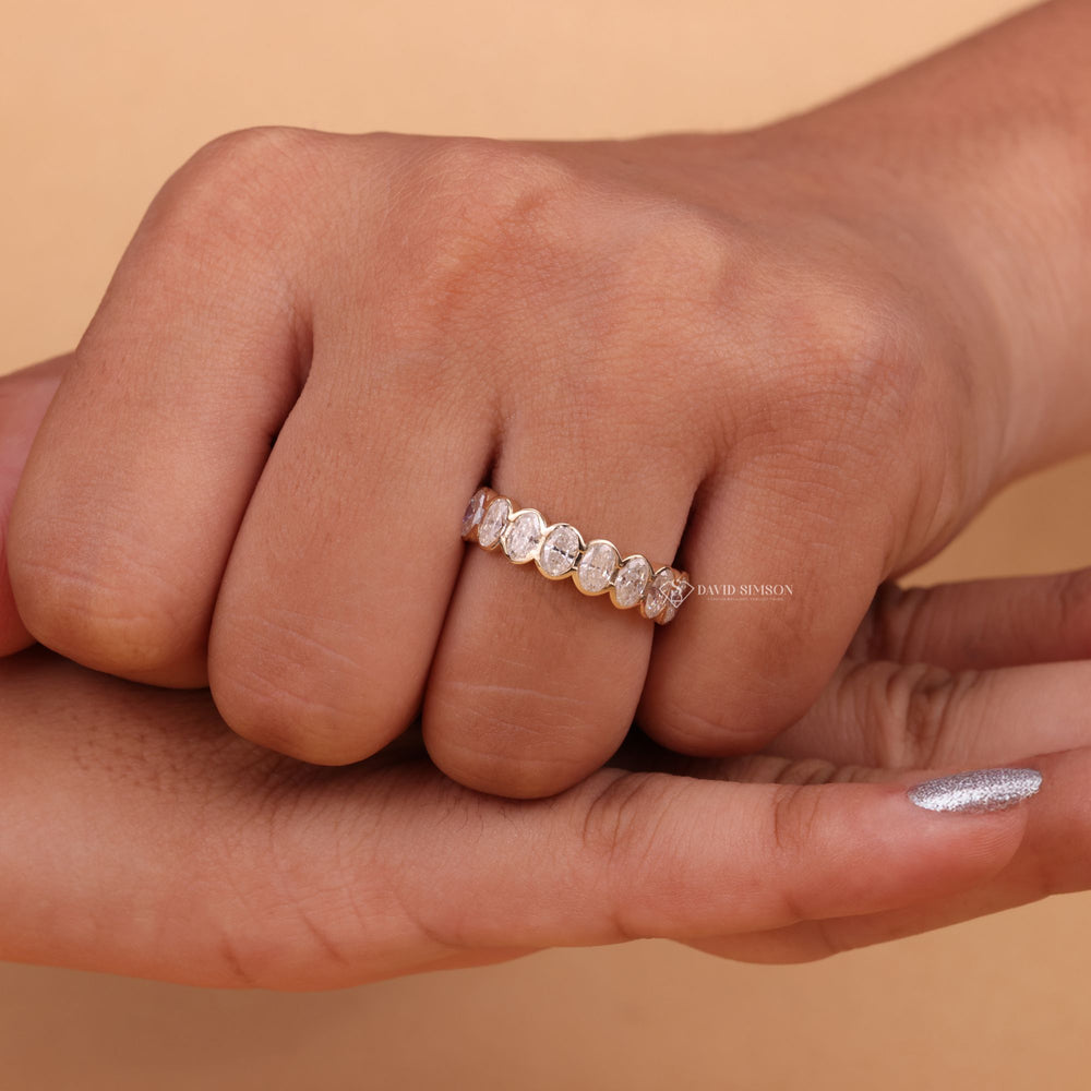 Bezel Moissanite Ring
Oval Moissanite Band
Bezel Set Wedding Ring