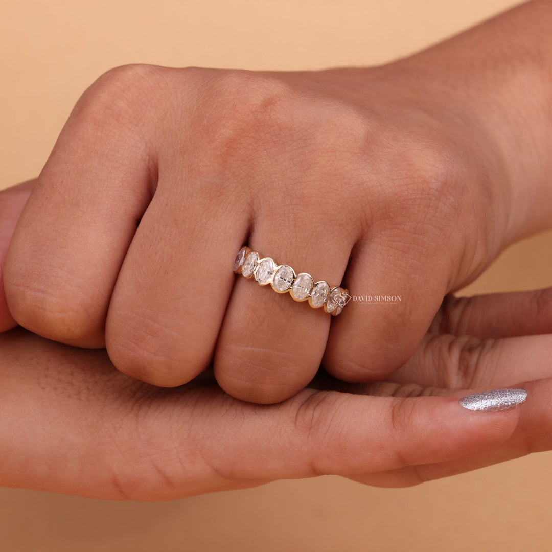Bezel Moissanite Ring
Oval Moissanite Band
Bezel Set Wedding Ring