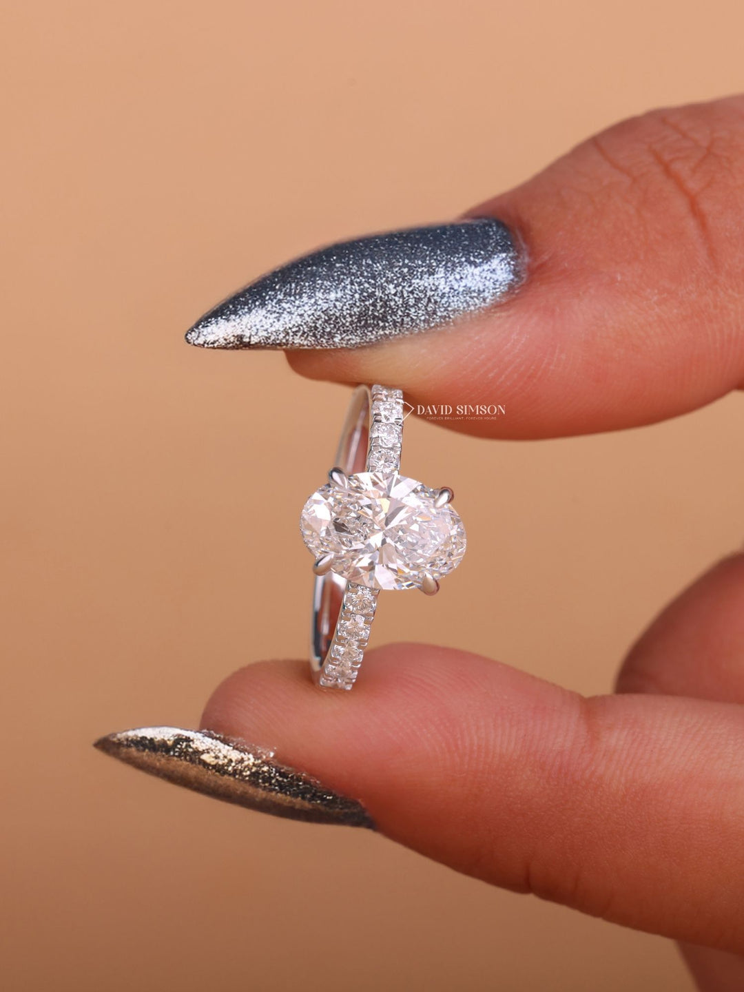 Oval exclusive engagement ring, Oval engraved engagement ring, Oval halo diamond engagement ring, Oval solitaire diamond engagement ring, Oval unique diamond engagement ring, 