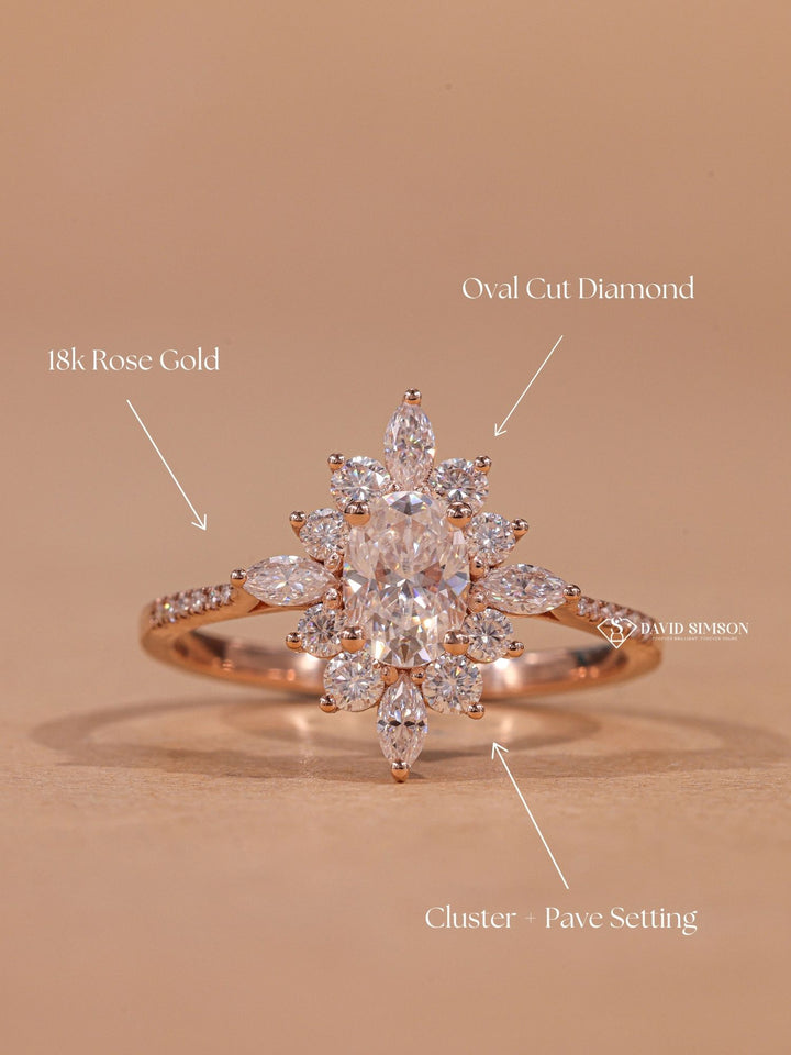 Oval modern engagement ring, Oval three-stone engagement ring, Oval side stone engagement ring, Oval cathedral engagement ring,