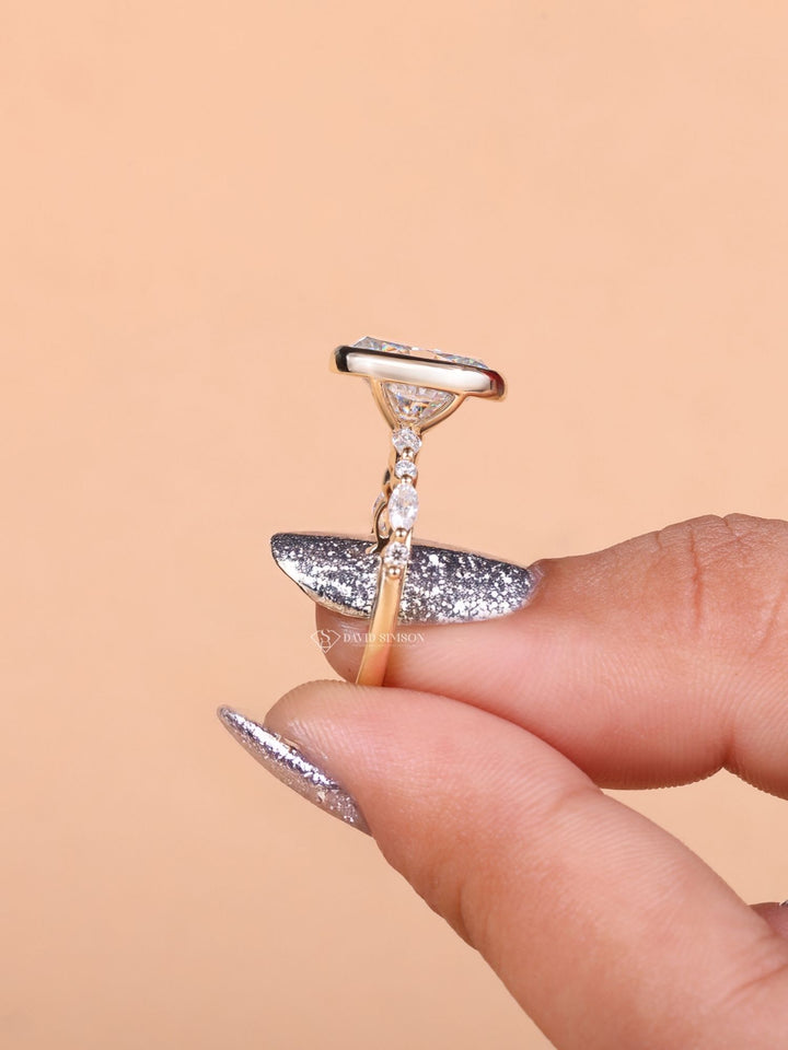 Oval exclusive engagement ring, Oval engraved engagement ring, Oval halo diamond engagement ring, Oval solitaire diamond engagement ring, Oval unique diamond engagement ring