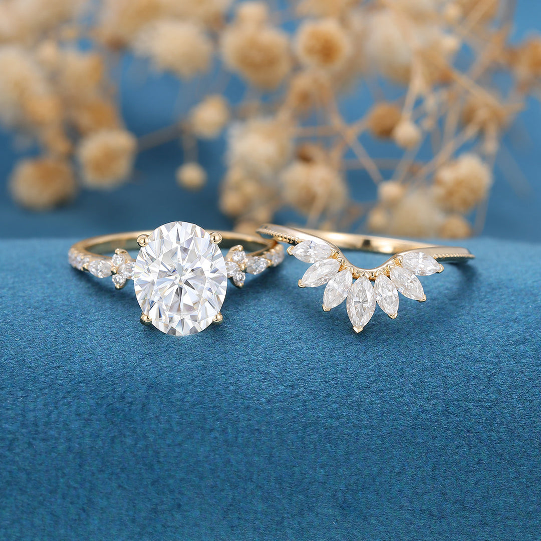 oval-shaped-moissanite-pave-setting-bridal-set