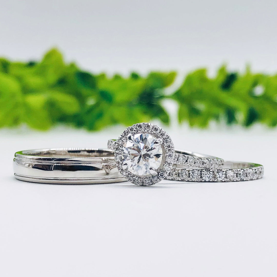 CT Round Cut Halo Pave Moissanite Engagement Ring – DAVID SIMSON