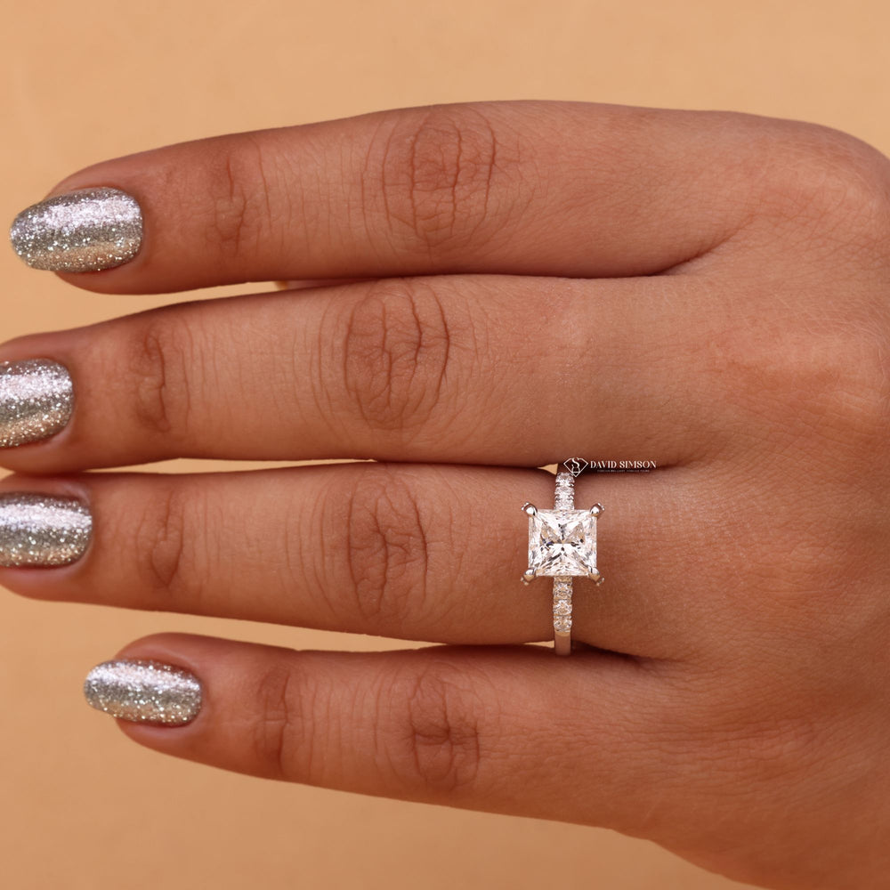 3ct engagement ring
Pave engagement ring
Princess cut pave
