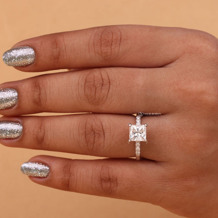 3ct engagement ring
Pave engagement ring
Princess cut pave