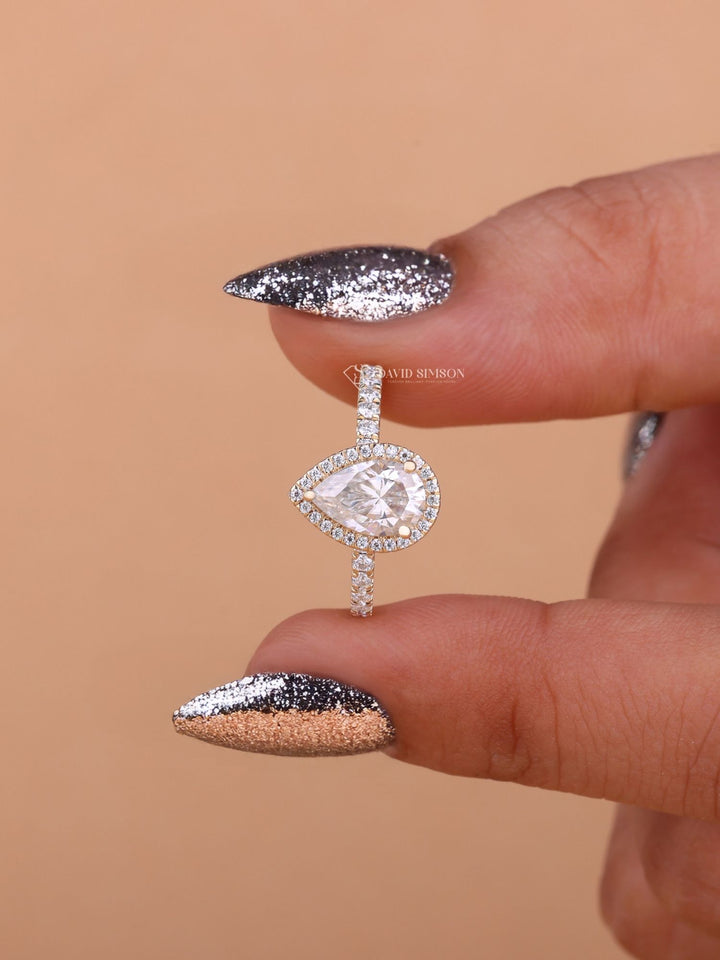 Custom pave diamond rings, Heart shape pave rings, Best pave rings for proposals.