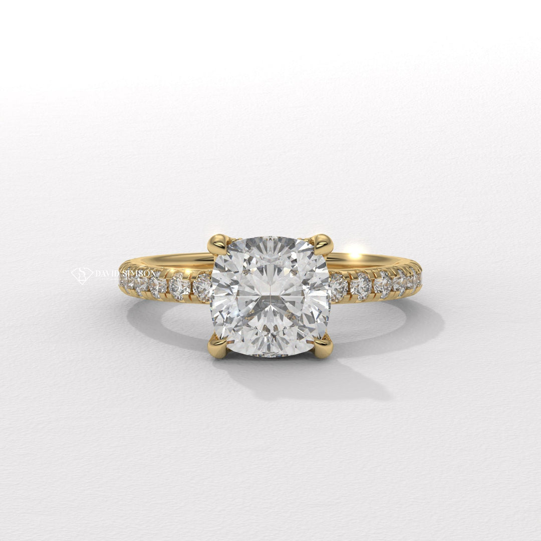 Custom pave diamond rings, Heart shape pave rings, Best pave rings for proposals.