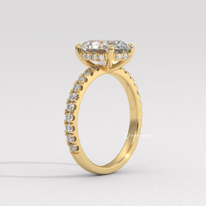 Unique pave engagement rings, Pave ring vs solitaire ring, Best metal for pave rings, Oval cut pave diamond rings,