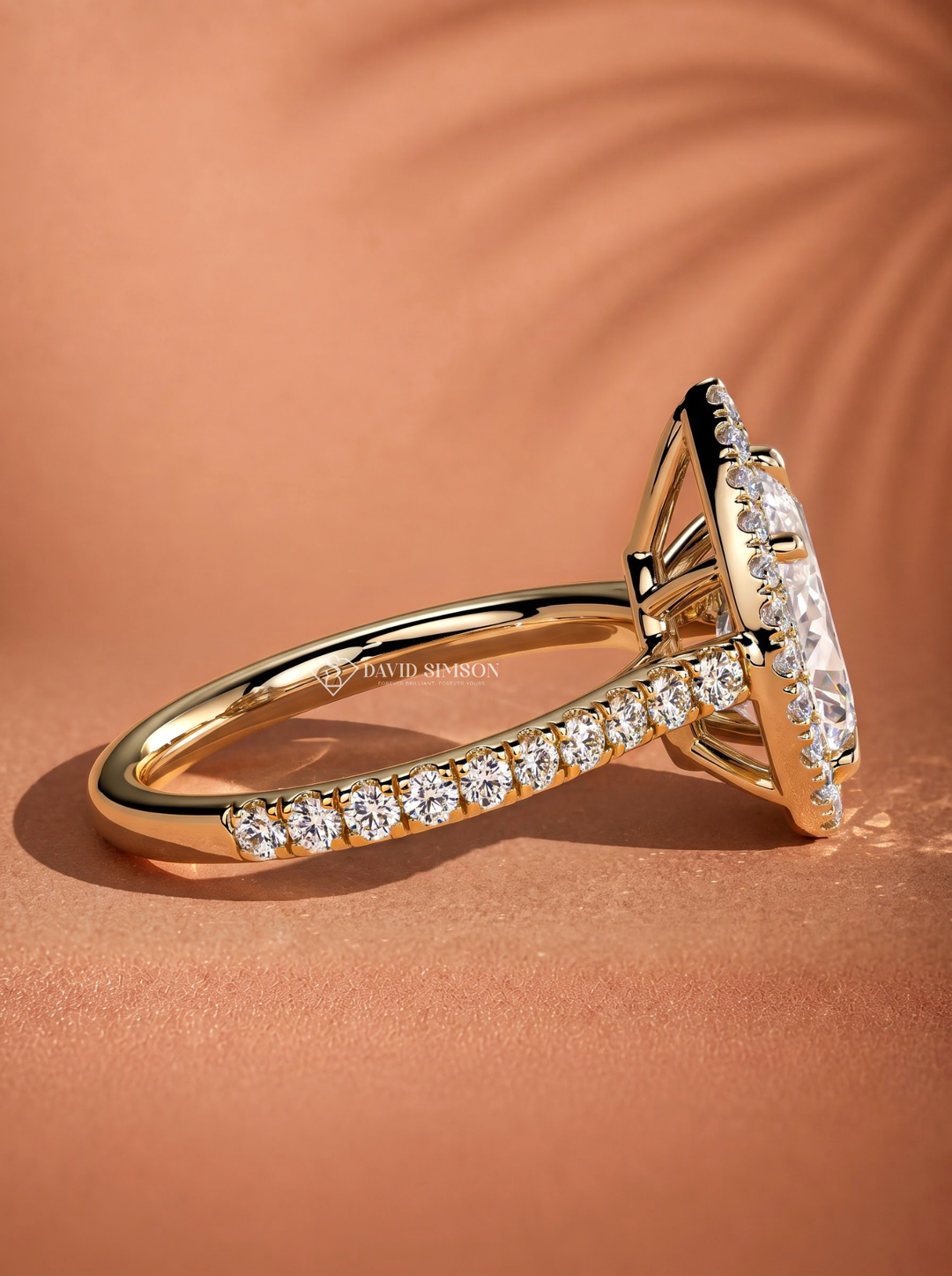 2.0CT to 3.0CT Pear Lab Grown Diamond Halo Pave Engagement Ring