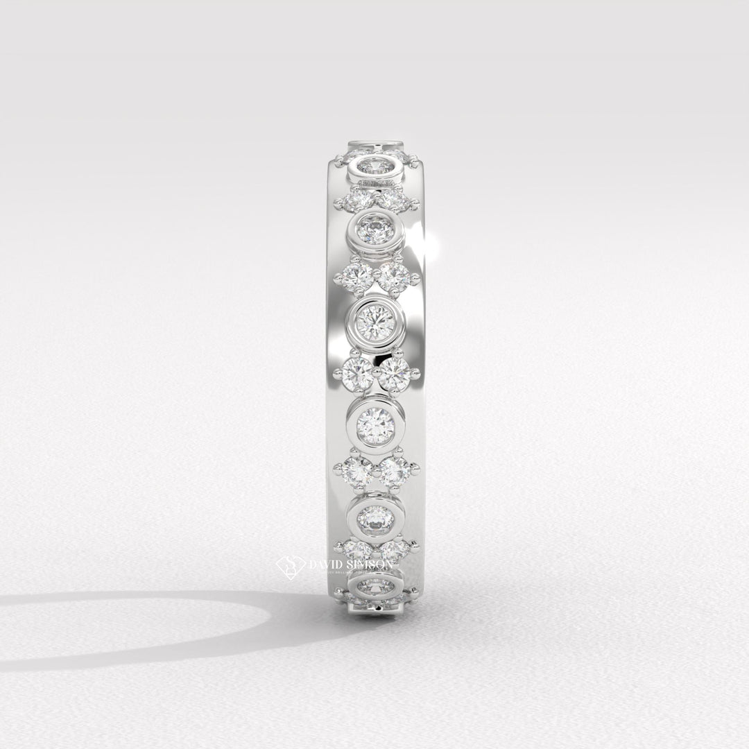 Artisan diamond wedding band, Designer diamond wedding band, Minimalist diamond wedding band, Engraved diamond wedding band, Personalized diamond wedding band, Matching diamond 