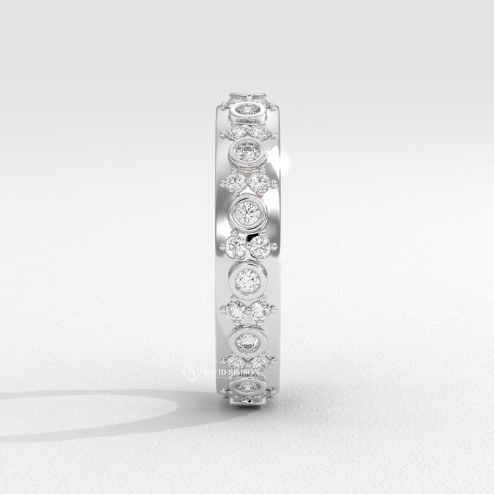 Artisan diamond wedding band, Designer diamond wedding band, Minimalist diamond wedding band, Engraved diamond wedding band, Personalized diamond wedding band, Matching diamond 