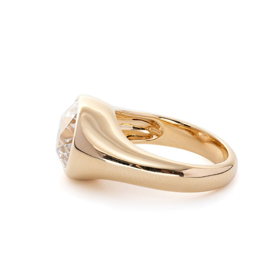 Recycled Gold Antique RingVictorian European Cut RingGIA Certified Antique DiamondLarge Carat Vintage RingChunky Gold Bezel RingYellow Gold Bezel SolitairePlatinum Antique Bezel Ring