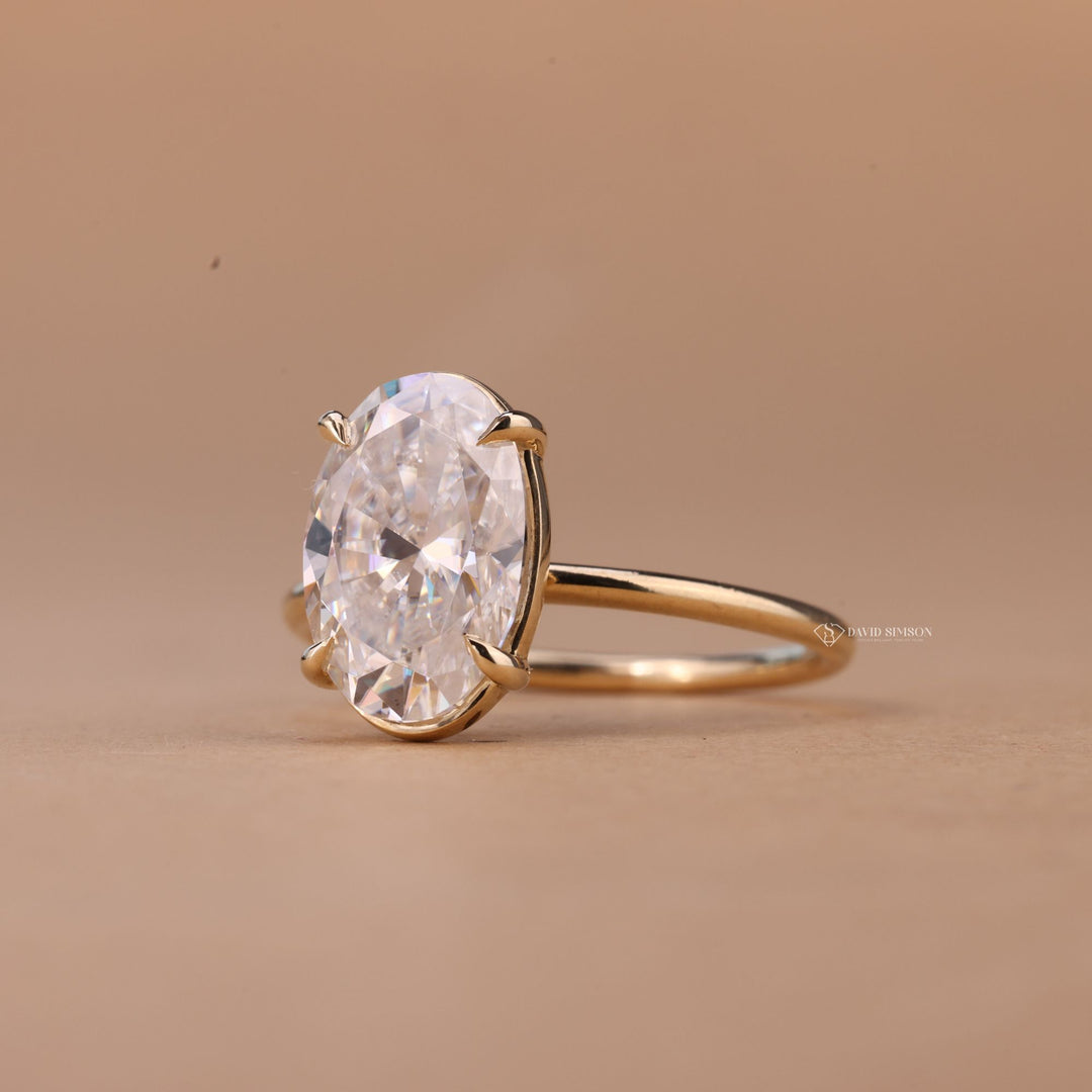 18K Gold Oval Solitaire
Platinum Moissanite Ring
Affordable Engagement Ring