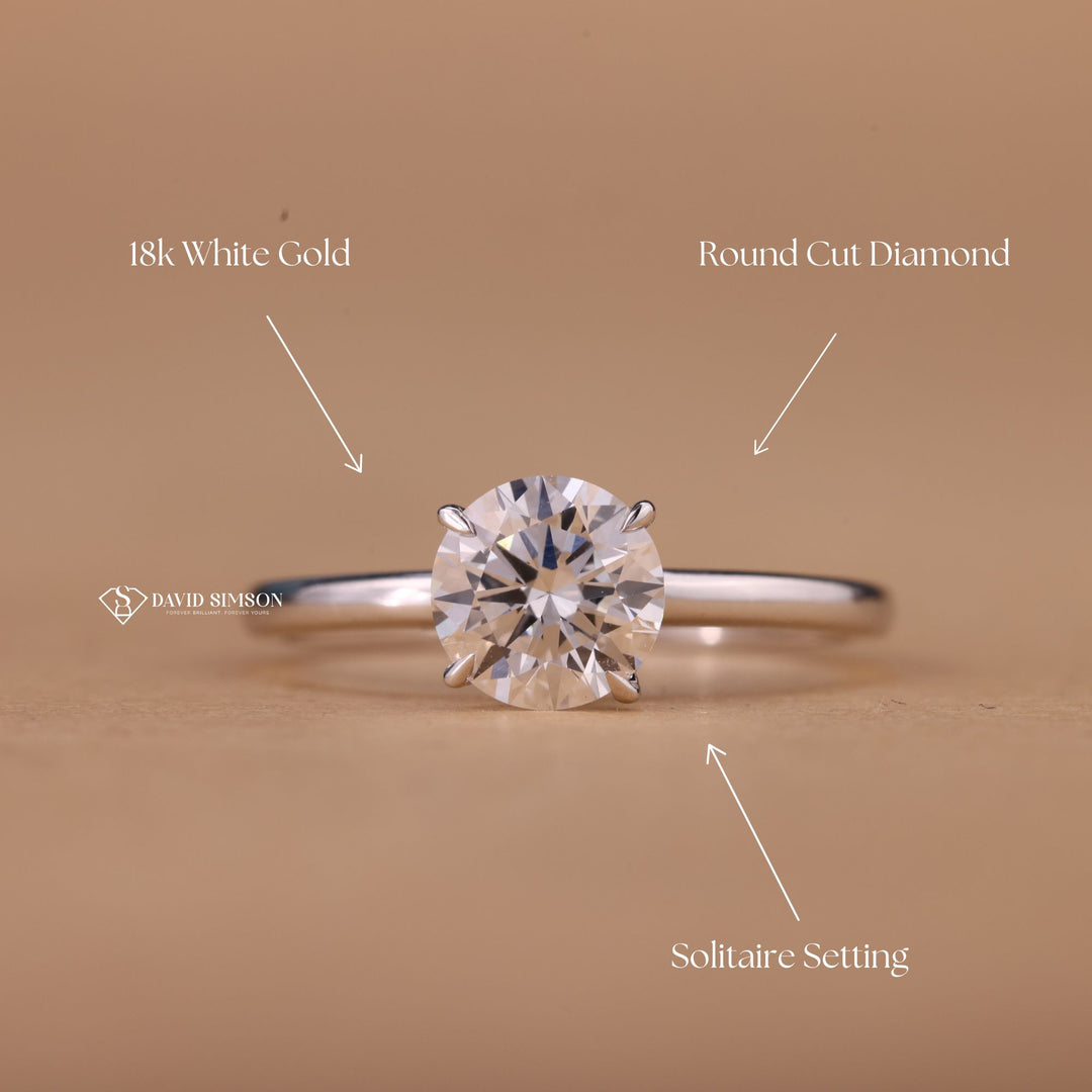 Timeless round cut diamond ring
Sparkling moissanite solitaire ring
Elegant round cut engagement ring