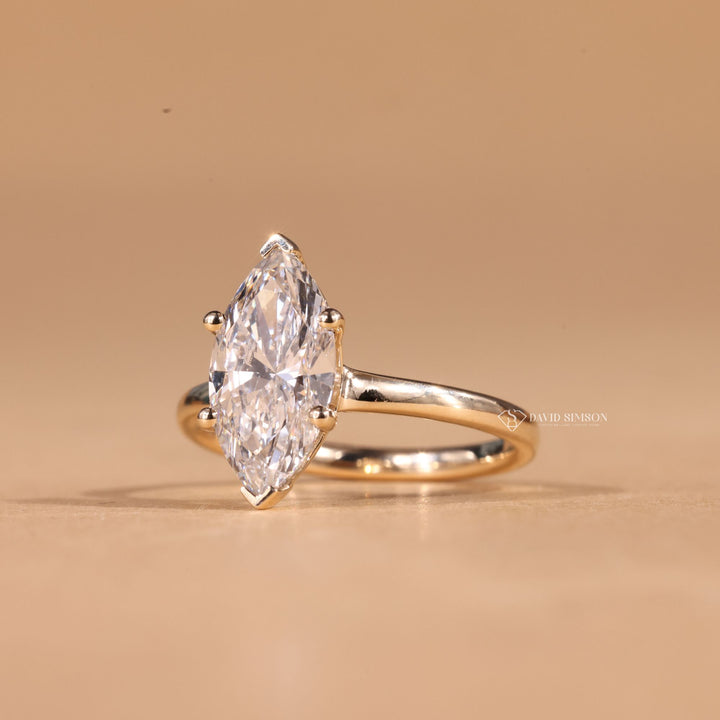 Pointed Cut Ring, Wedding Jewelry, Bridal Solitaire Ring, Long Shape Diamond Ring, Elegant Marquise Ring