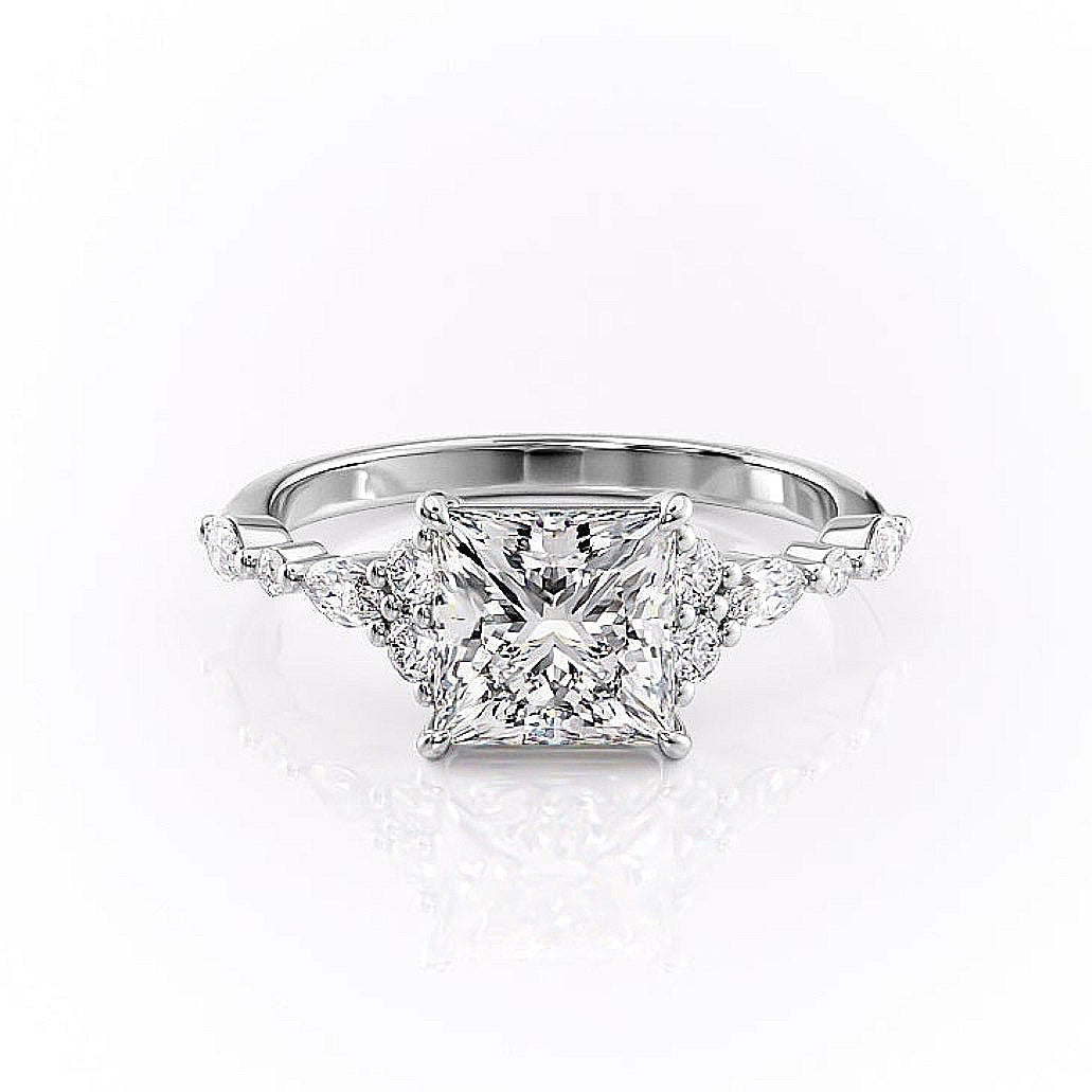 princess-cut-cluster-moissanite-engagement-ring-3