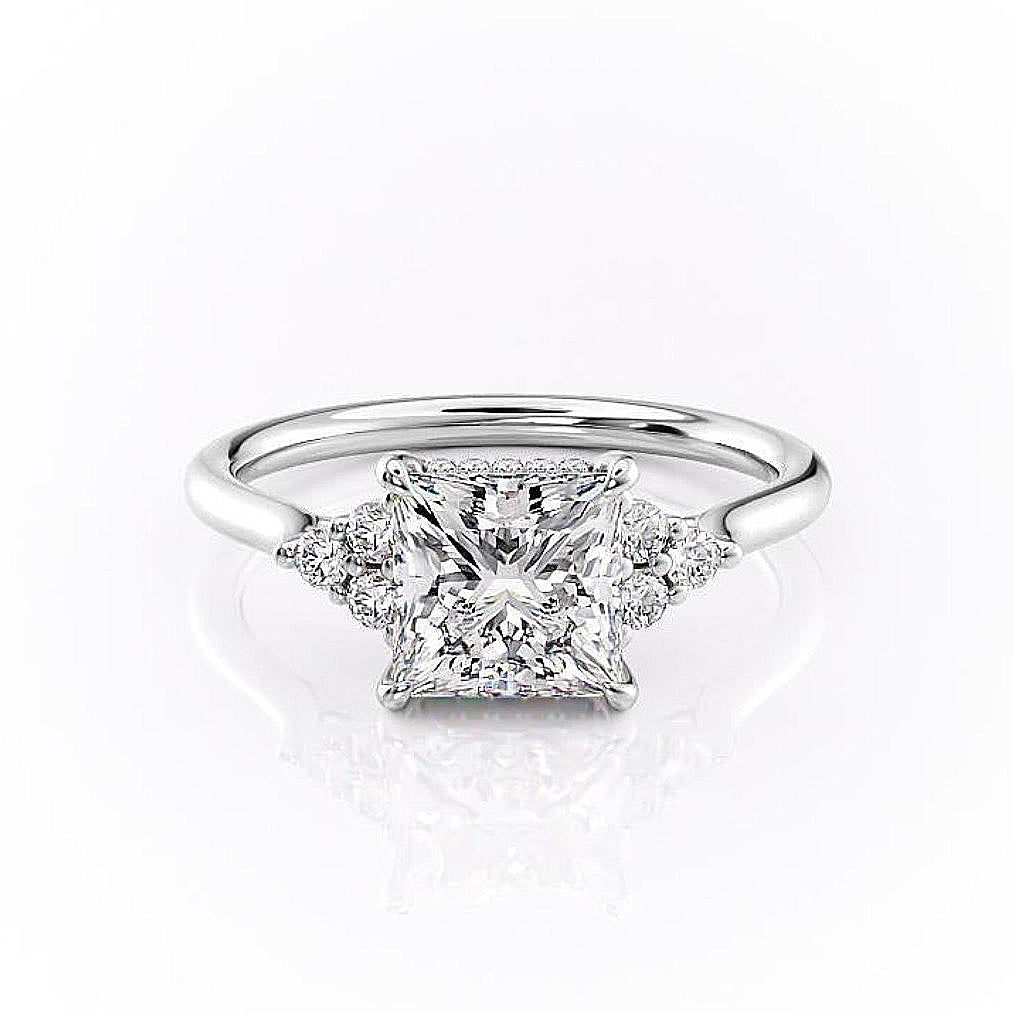 princess-cut-cluster-moissanite-engagement-ring