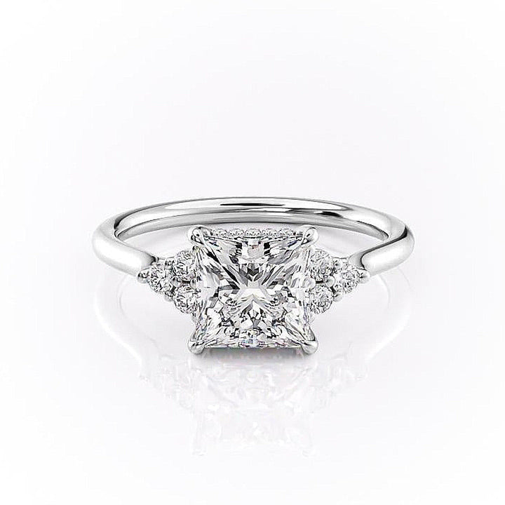 princess-cut-cluster-moissanite-engagement-ring