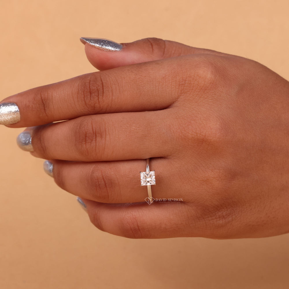  Princess Cut Jewelry, Lab Grown Diamond Alternative, Solitaire Engagement Ring, 1ct Princess Cut Ring,