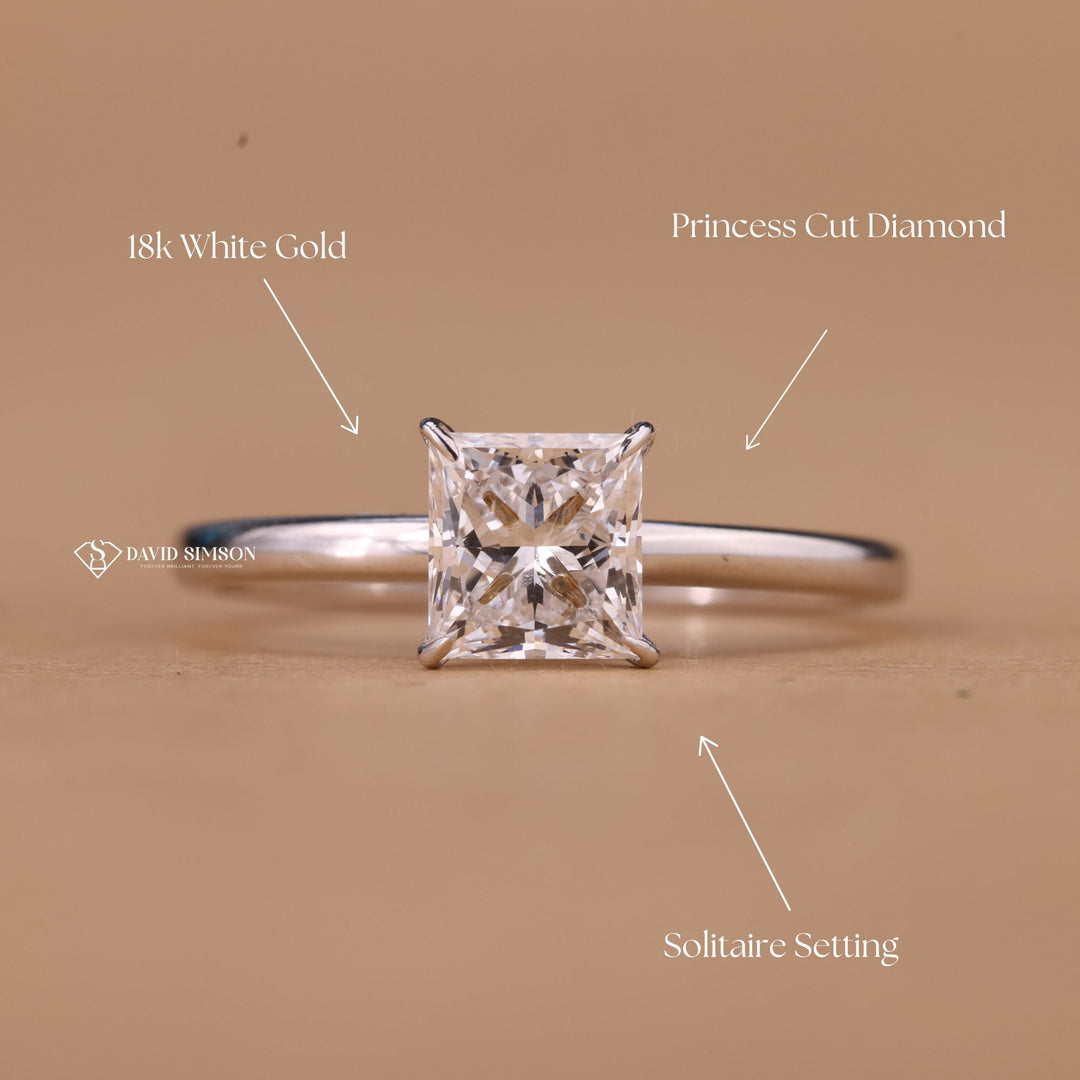 Princess Cut Moissanite, Princess Cut Solitaire, Moissanite Engagement Ring, Square Cut Diamond Ring,