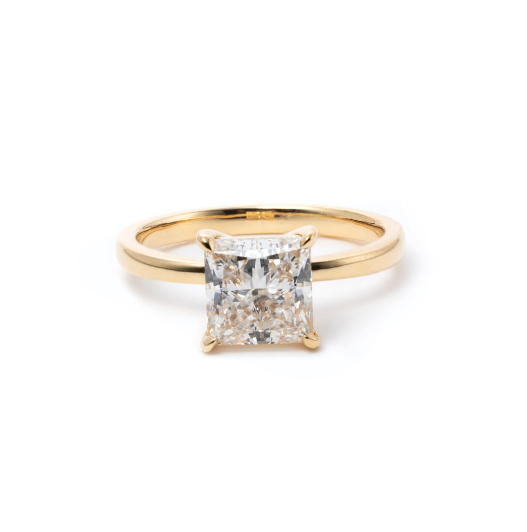 3ct Colorless Princess MoissanitePrincess Moissanite vs Diamond RingSustainable Princess Cut Engagement Ring