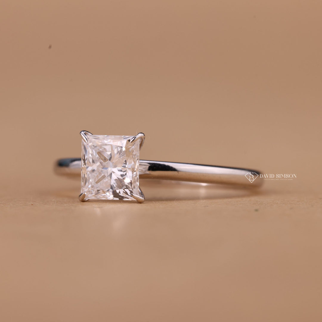 Lab Grown Diamond Alternative, Solitaire Engagement Ring, 1ct Princess Cut Ring, 2ct Princess Cut Ring, 14k Gold Princess Ring, 18k Gold Moissanite Ring, White Gold Solitaire, 